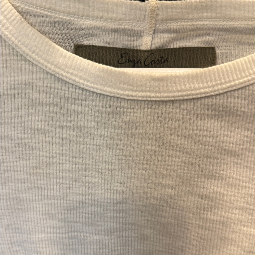 Enza Costa Ivory Ribbed Knit Top